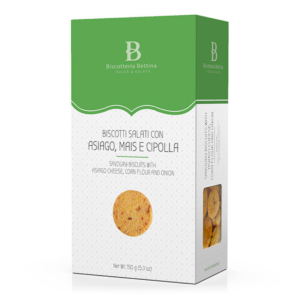 Biscotteria Bettina Biscottini Salati Asiago, Mais e Cipolla, 150 g